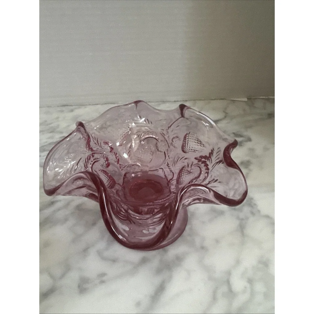 Fenton Dusty Rose Strawberry Compote Vintage Swirl